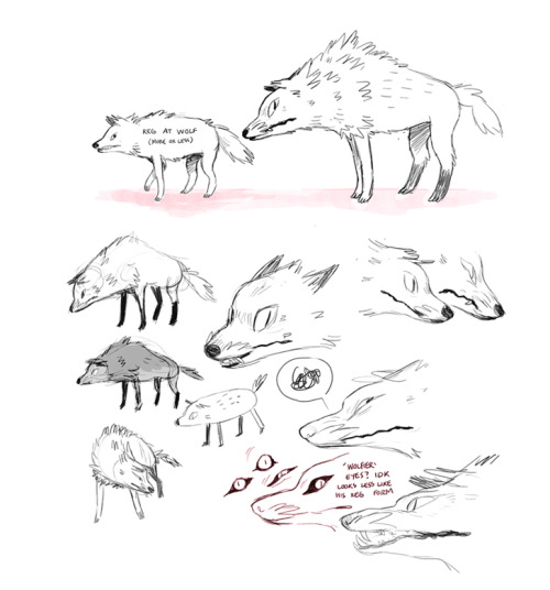 empartridge: from a year ago when we were boarding May I Come In. originally he was a wolf for longer so I took some (self indulgent) time to figure him out. look at that big baby.   concept sketches from May I Come In by writer/storyboard artist Lyle