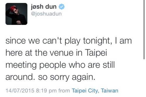 twenly-one-pilots:My Twenty One Pilots experience in Taiwan (cancelled show) I’ve posted a lot