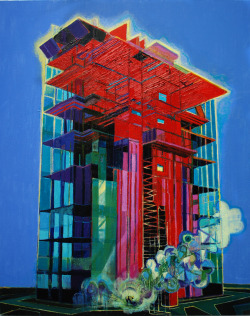 architectural-review:  &ldquo;Red Model&rdquo; oil on Linen 153 x 123cm, from Exhibition &ldquo;Simon McWilliams: Abstract Armature&rdquo; at Naughton Gallery Belfast from 10th April 2014 