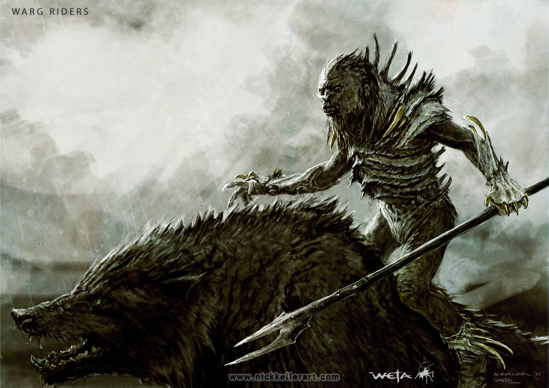 conceptartlibrary:  The Hobbit- Orc Warg Riders(summary taken from http://lotr.wikia.com/)Warg