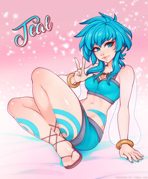 chicapixelart:  Teal, Nolan Poteet’s lovely OC  (〜￣▽￣)〜 (Go check his page he has co