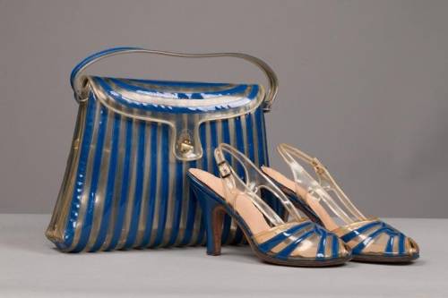 fairypage01: 2 sets lucite handbags and shoes owned by joan crawford, 1940s