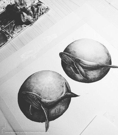 And just lie that&hellip;the second one started to appear&hellip;. #wip #whales #series # #w