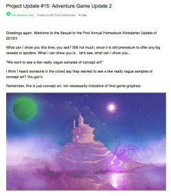 adiostoreadumb:  Here’s the full new Homestuck Kickstarter email update. You’re welcome. 