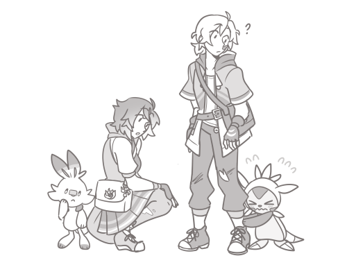 oops forgot to post these here but pkmn au designs part 2 :) ft. nora harassing her teammates with s