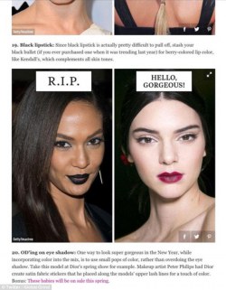cosmic-noir:  nevaehtyler:  the-real-eye-to-see:    ‘It’s blatant racism’: Cosmopolitan under fire over beauty trends article which used white models to highlight ‘gorgeous’ looks and black models to illustrate ‘dead’ ones This is downright