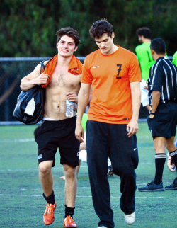 dsharmansource:  Daniel Sharman out with Gregg Sulkin today at their soccer match.