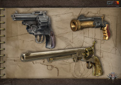 humanity-shines:  castle-engineer: meckamecha:  tyrannosaurus-rex:  bethany-anne-fisch:  tyrannosaurus-rex:   mindingmymonsters:  A sample of the great gun designs and selection from the Hard West video game. While some of these are insanely implausible,