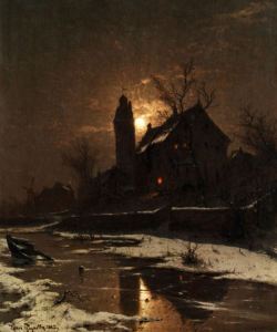 catonhottinroof:  Heinrich Gogarten     Manor with Tower in the Moonlight, 1882 