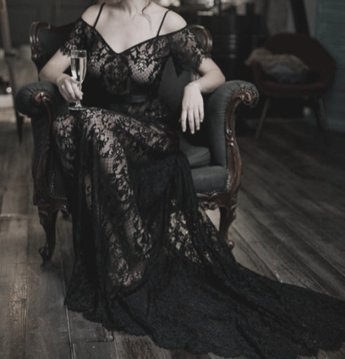 hapless-hollow:Black Lace Nightgown F26 (black), Bridal Black Lingerie @ LivemasterPersonal Edi