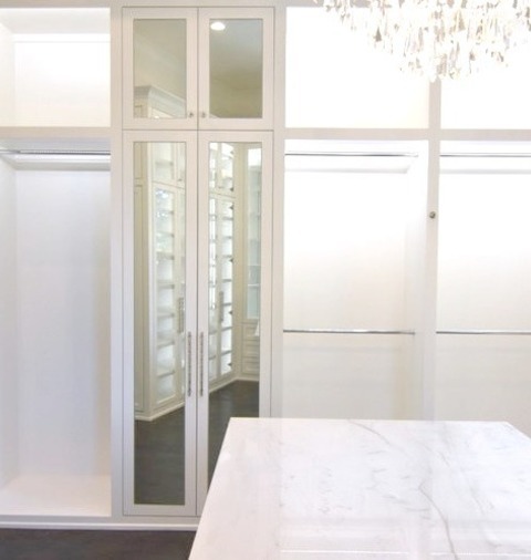 Dallas Walk-In Closet Inspiration For A Large Transitional Women's Medium Tone Wood Floor And Brown Floor