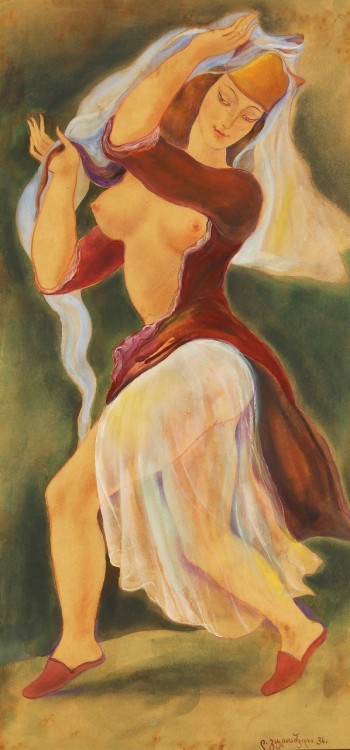 loumargi:Gudiashvili Lado Davidovich, 1896-1960. Dancer with naked breast. 1934.