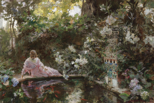 monsieurleprince:Francisco Pradilla (1848 - 1921) - The pond , 1920