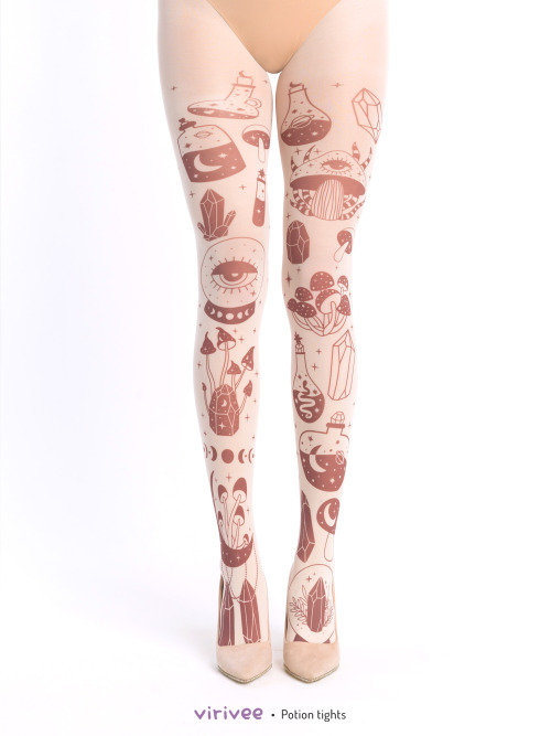 New Gothic Tights by Virivee Unique designSemi-opaque tightsToxic-free materialGothic pattern60 days