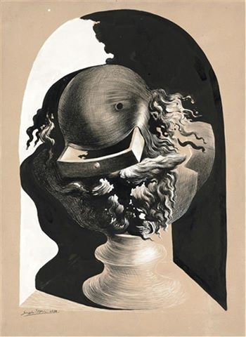 colin-vian:     Salvador Dalí - Buste à Tiroir, 1937. Gouache and pen and brush and ink on paper, 29 x 21 in.
