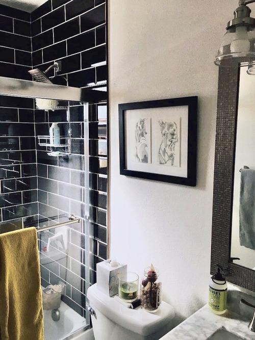 ismaelguerrier: Two commissions that I did for a client hanging in her bathroom in Napa, California. Message me to learn more about my commissions! Instagram: ismael.guerrier.art 