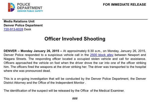 actjustly:  BREAKING: DENVER POLICE FATALLY SHOOT TEEN GIRL Denver police shot and