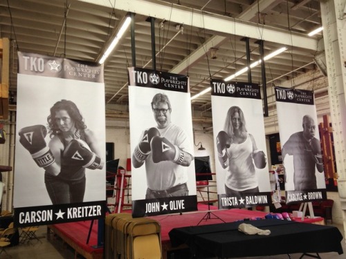 #tbt that time our playwrights were VERY GOOD SPORTS about participating in TKO, our boxing-themed gala at Uppercut Boxing Gym in 2013.
Pictured top: Jerome Fellow Anna Moench looking fierce in a photoshoot with photographer Heidi...