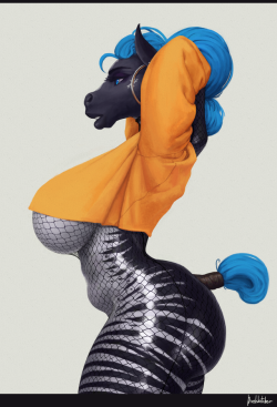 pixelsketcher: Fashion horse wearing fishnet,