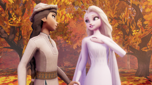 the-wonderful-frozen-fandom:Honeymaren and Elsa taking a stroll in the Enchanted Forest