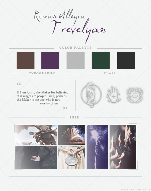 vhenan:Mood board for Rowan Trevelyan.Original made by tevintter.