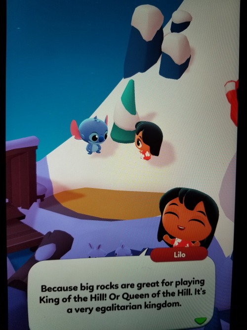 Lilo and Stitch playing King of the Hill on the snowy mountain scene from ‘Disney Getaway’More under