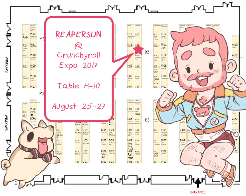Hey guys, I’m gonna be at Crunchyroll Expo next week at table H-10 with a bunch