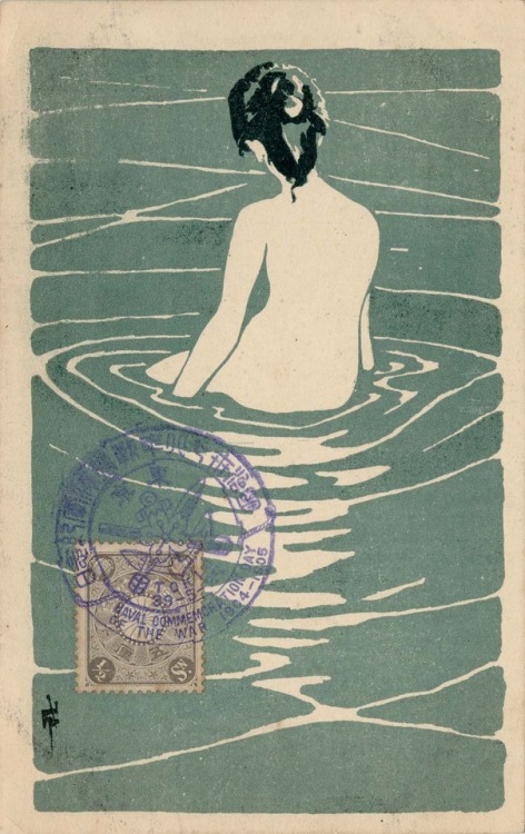 nobrashfestivity:Unknown, Japanese Postcard, 1905 from an original Design by Ichijo Narumi