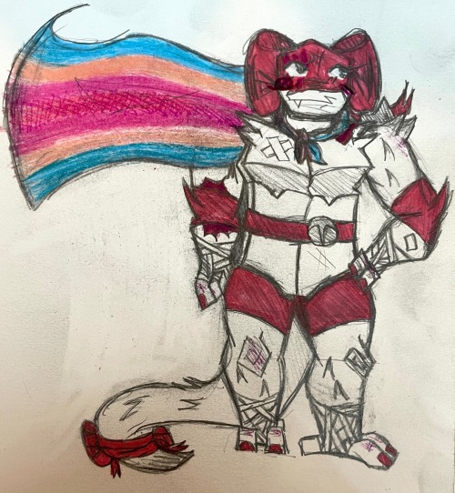 Day 13! I Did Raph Wearing The Transfem Flag As A Cape :3