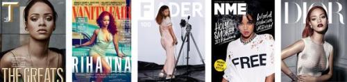 hellyeahrihannafenty:Rihanna covers five magazine covers in two months
