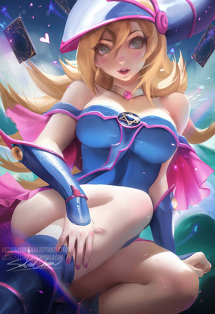 sakimichan: Painted the Dark Magician girl , one of my favorite #Yogioh Cards *w*