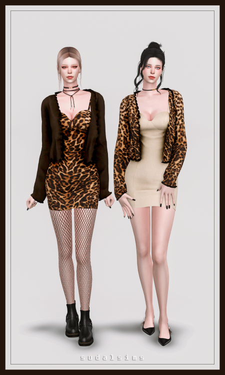 sudal-sims:[sudal] Strap Dress &amp; Cardigan▶ All lod▶ Specular Map ▶ Dress - 30 Swatch ▶ Card