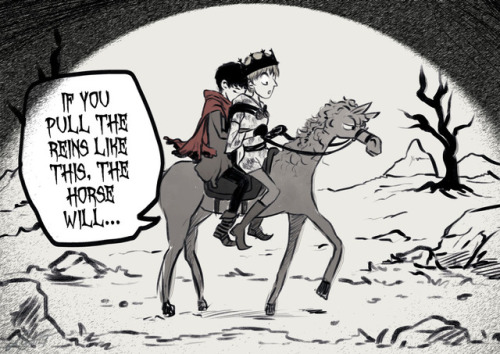 lao-pendragon: Riding LessonsSomeone requested “Merthur meet cute scenario in the Tim Burton s