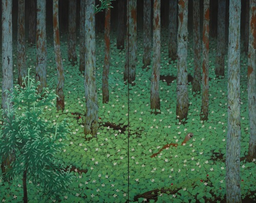 arsvitaest: Katayama Bokuyo, Forest, 1928, ink and mineral pigments on silk, Minneapolis Institute o