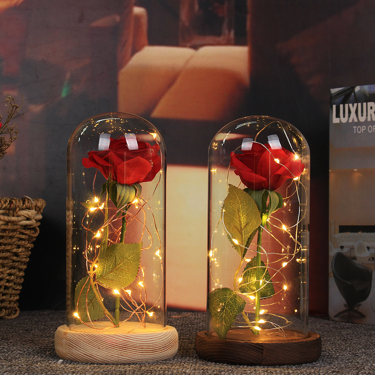 hellanah:
“Enchanted Red Rose under glass with lights (15% off discount code: happy15)
”