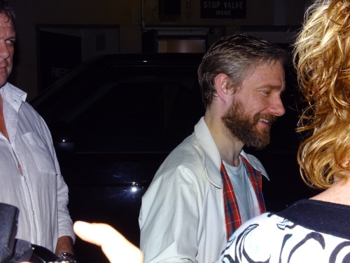 rox712:Martin at the Stage Door of Richard III on August 6th. Lots of people and it was very dark, b