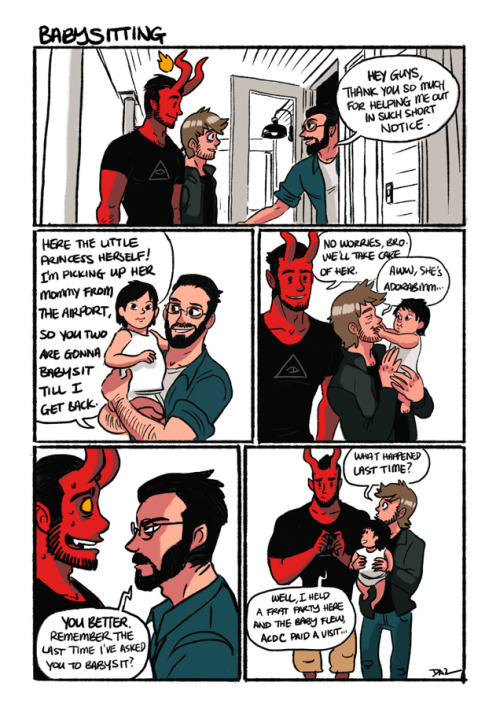 totallynotagentphilcoulson:  tifablog:  hereinlife13:  These are not mine but I wanted to bring them together!   http://tohdaryl.tumblr.com/  GAY DEMON BOYFRIENDS <3<3<3<3<3<3<3<3<3<3  I love all the homages to Mike Mignola