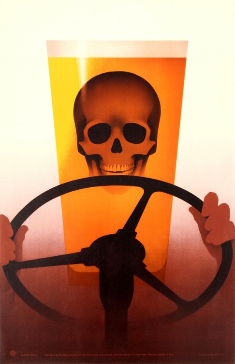 Royal Society for the Prevention of Accidents (ROSPA) poster warning against drunk driving (c. 1950)