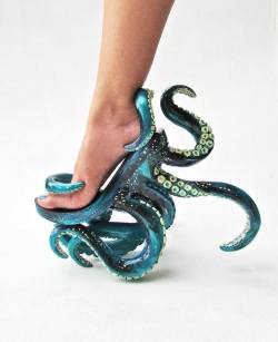 hogwartsconsultingtimelady:  randomitemdrop: Item: Shoes of Tentacular Clambering, with dextrous living tendrils that allow the wearer to walk as if wearing elegant heels on any terrain, plus a grappling-kick attack.  My Poor Unfortunate Soles 