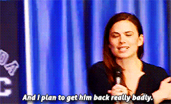 sevensneakyfoxes:  dailyhayleyatwell:Hayley Atwell talking about getting Chris Evans