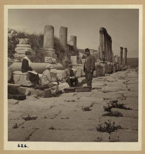 Lunch at Jerash, 1935“Part II. 1935. Trip to Petra. Mr. &amp; Mrs. Douglas of Canada 