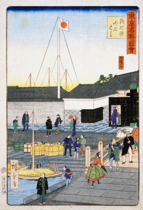 Teppōzu Akashi-bashi (The Akashi Bridge at Teppozu), from the series Scenic Places in Tokyo, Hiroshi