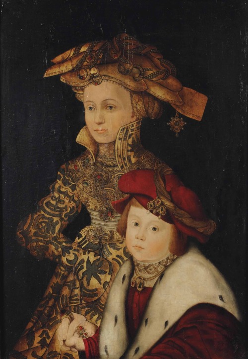 Portrait of a lady and her son, traditionally identified as Sibylle of Cleves (1512-1554) and one of