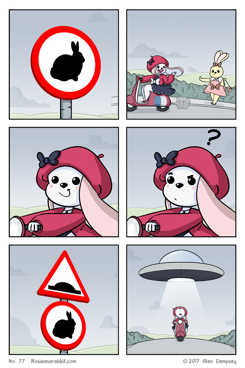 rosiannarabbit: Rosianna Rabbit | 077 Rosianna reads some road signs (of intelligent