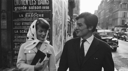 gatabella:Romy Schneider and Alain Delon during the filming of Christine, Paris, 1958