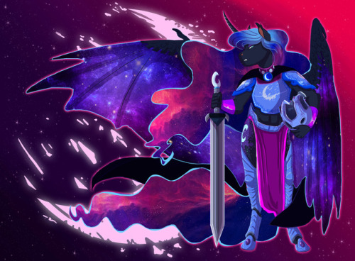 earthsong9405:3 of 4 of the lineless prints I’m doing for Bronycon, this time of Nightmare Moon. I made NMM look more like Luna since… well, she is Luna, just with a darker coat and crazy. This one took longer than the last two because I took a little