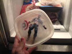 stunningpicture:  I found this in my freezer. My roommate said he’s saving him until he needs to save the world. 