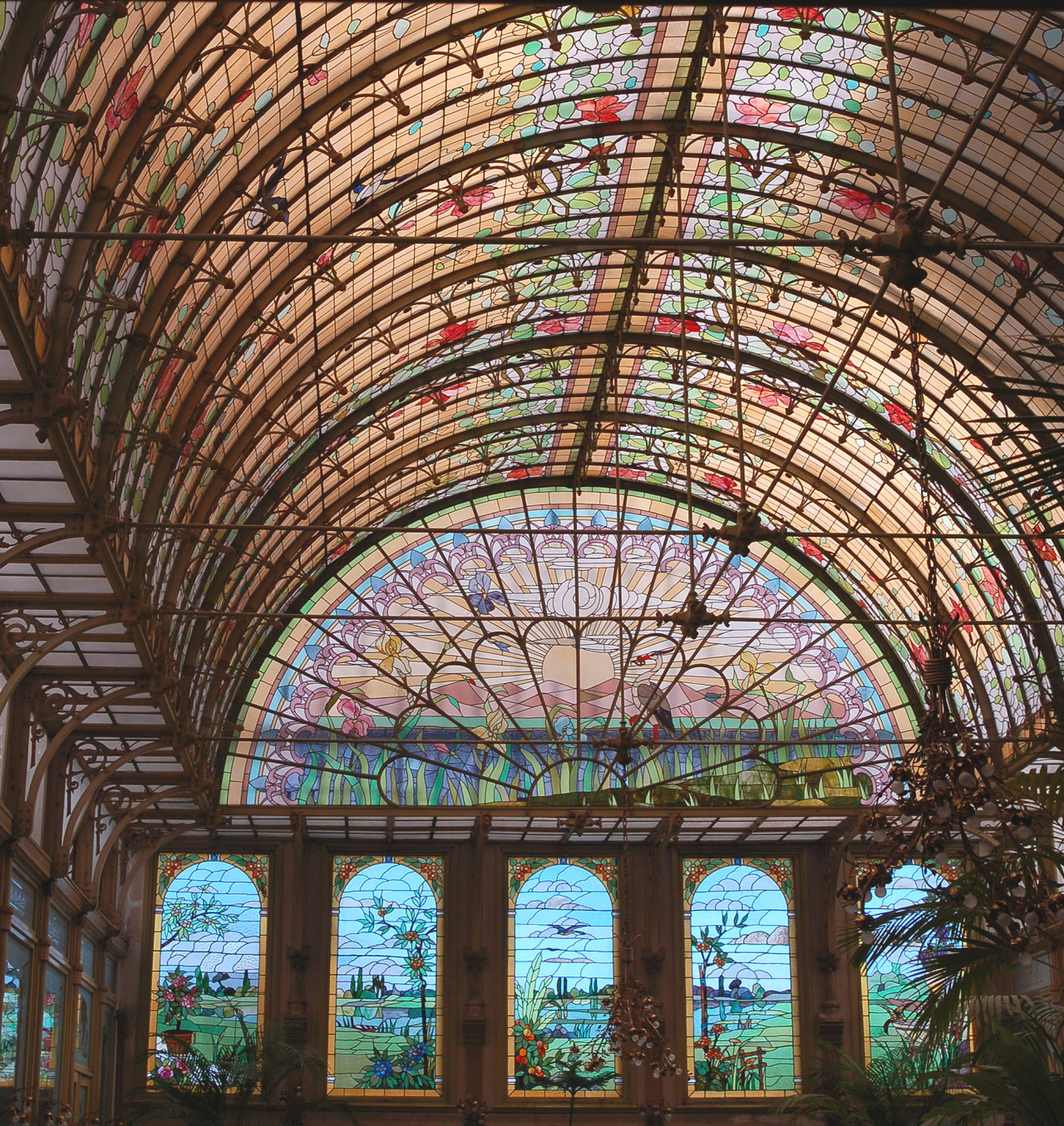 vimyvickers:  Gorgeous stained-glass skylight ceilings in the Art Nouveau style,