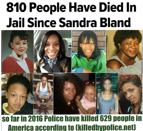 bellygangstaboo:   Since Sandra Bland’s death July 13, 2015 over 810 people have