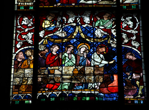 13th century stained glass windows in Notre Dame de Strasbourg 